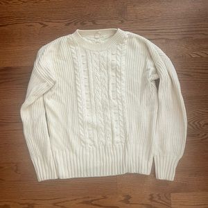 Hanna Andersson ivory fisherman’s cable knit sweater